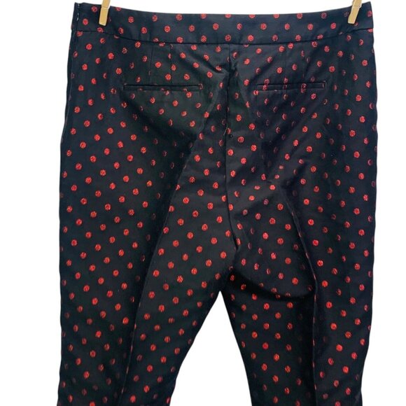 Talbots Womens Kick Crop Pants Holiday Dot Black Metallic Red Size 14 - Picture 7 of 12